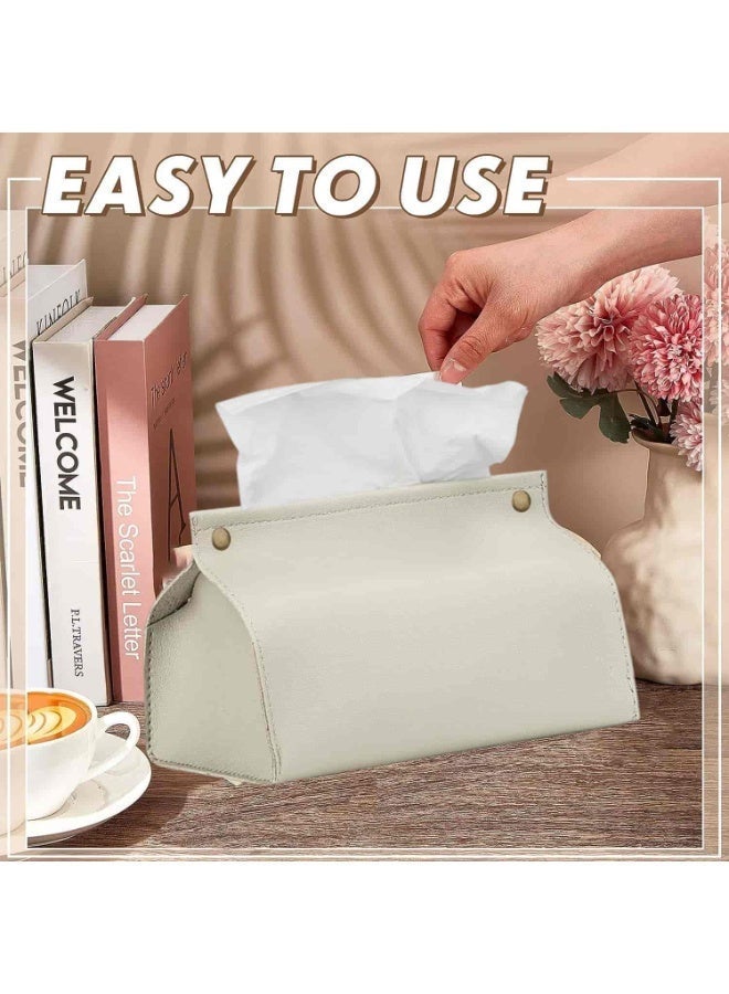 Anmi Tissue Box Tissue Organizer PU Simple Tissue Holder( Beige) 19.5×12×13 cm - Image 4
